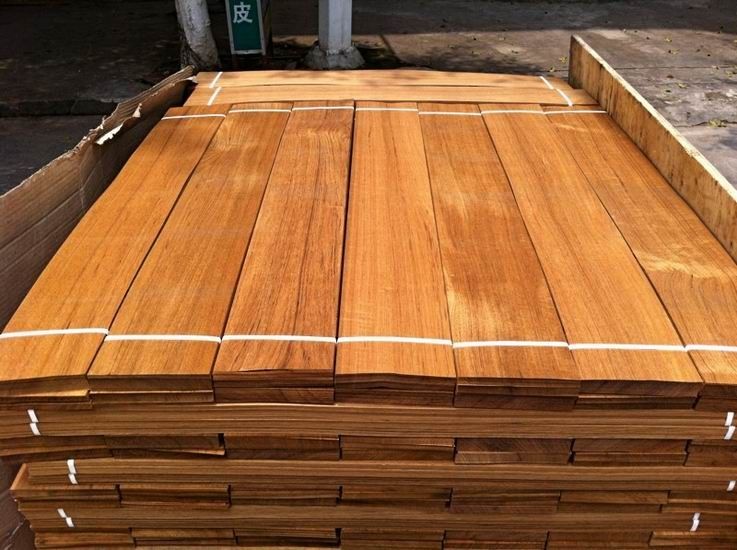 Natural Burma Teak Flooring Veneer Sliced Wood Veneer